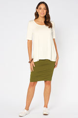 Ruched Bamboo Skirt - Cardamom