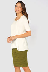 Ruched Bamboo Skirt - Cardamom