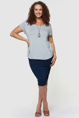 Ruched Bamboo Skirt - Navy