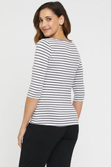 Ada Bamboo Boatneck Top - Grey Stripe