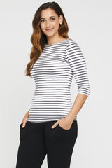 Ada Bamboo Boatneck Top - Grey Stripe