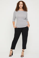 Ada Bamboo Boatneck Top - Grey Stripe