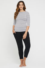 Ada Bamboo Boatneck Top - Grey Stripe