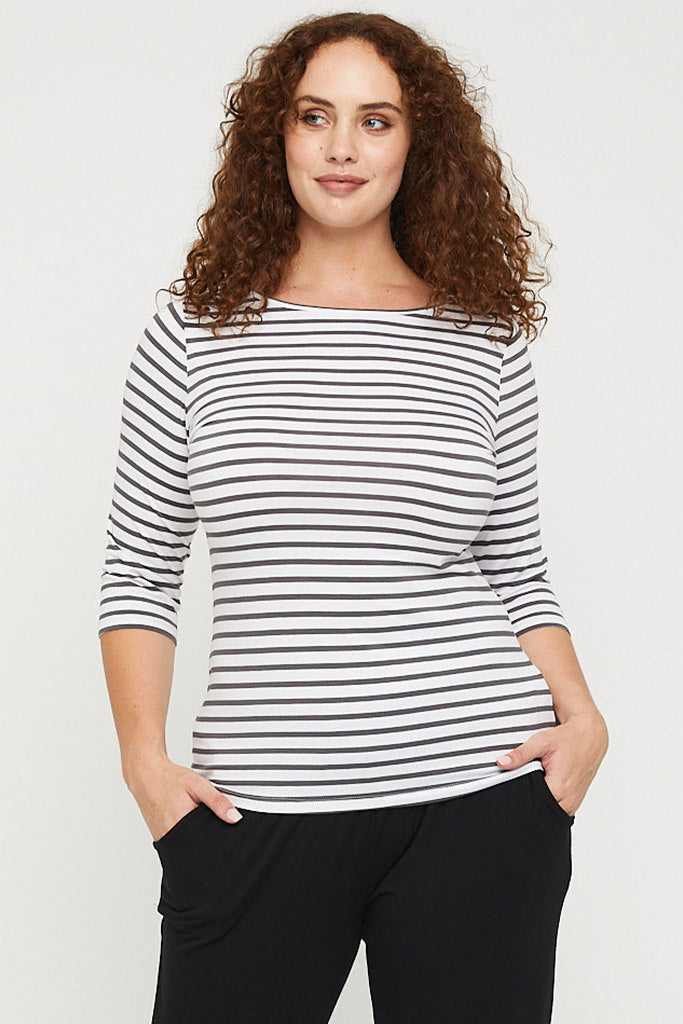 Ada Bamboo Boatneck Top - White