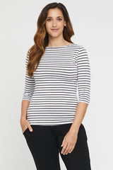 Ada Bamboo Boatneck Top - Grey Stripe