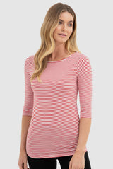 Ada Bamboo Boatneck Top - Red Stripe