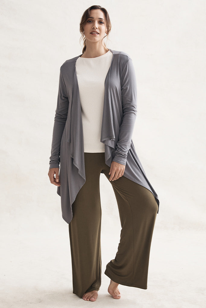 Waterfall Cardigan Gull Grey Bamboo Body