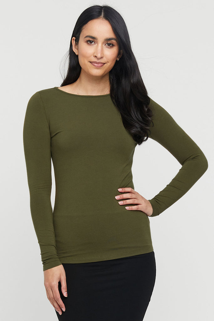 Amy Boatneck Top - Dark Olive