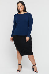 Amy Boatneck Top - Navy