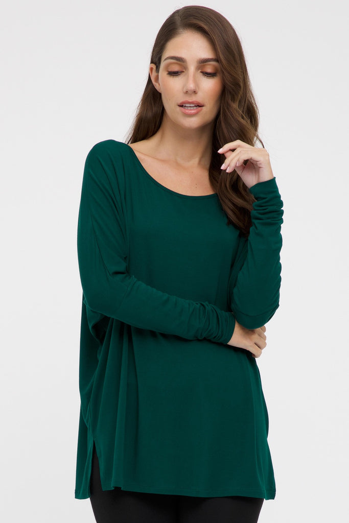 Liv Long Sleeve Slouch Top - Dark Emerald