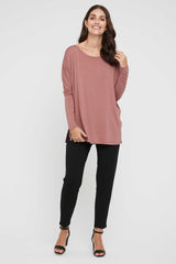 Liv Long Sleeve Slouch Top - Withered Rose