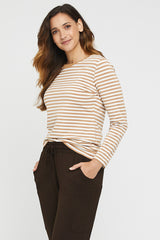 Cassie Crew Neck - Biscuit Stripe