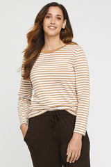 Cassie Crew Neck - Biscuit Stripe