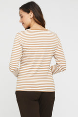 Cassie Crew Neck - Biscuit Stripe