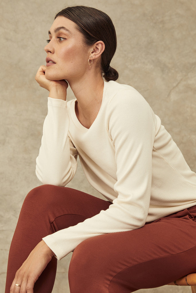 Ribbed Crew Neck - Cream