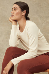 Ribbed Crew Neck - Cream