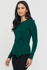 Tie Front Top - Dark Emerald