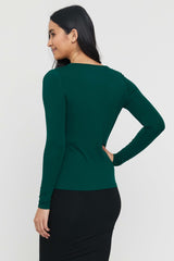 Tie Front Top - Dark Emerald