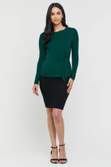 Tie Front Top - Dark Emerald