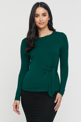 Tie Front Top - Dark Emerald