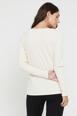 Ribbed Boatneck Top - Cream