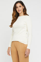 Ribbed Boatneck Top - Cream