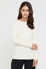 Ribbed Boatneck Top - Cream