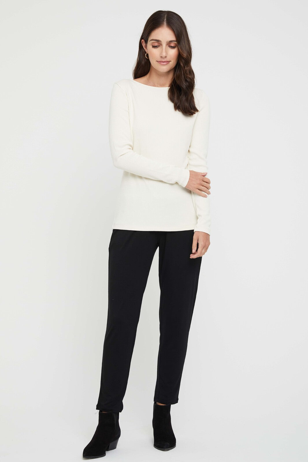 Ada Bamboo Boatneck Top - White