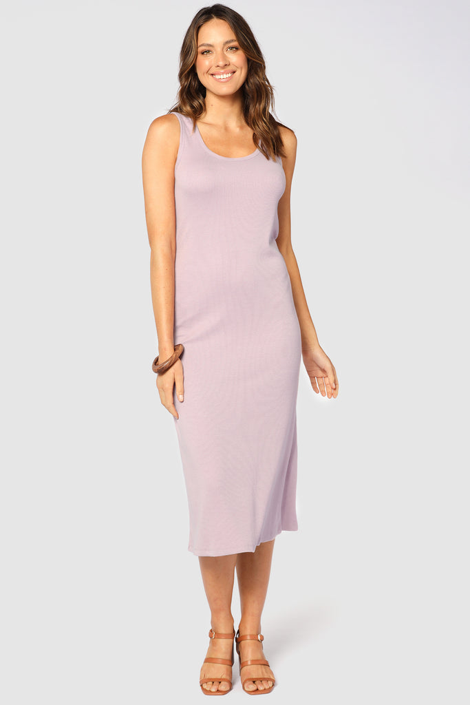 Ribbed Tank Dress - Mauve