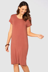 Bamboo T-Shirt Dress - Cedarwood