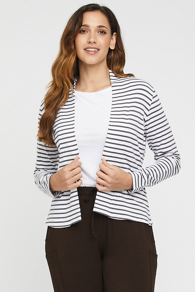Gray and hotsell white striped cardigan