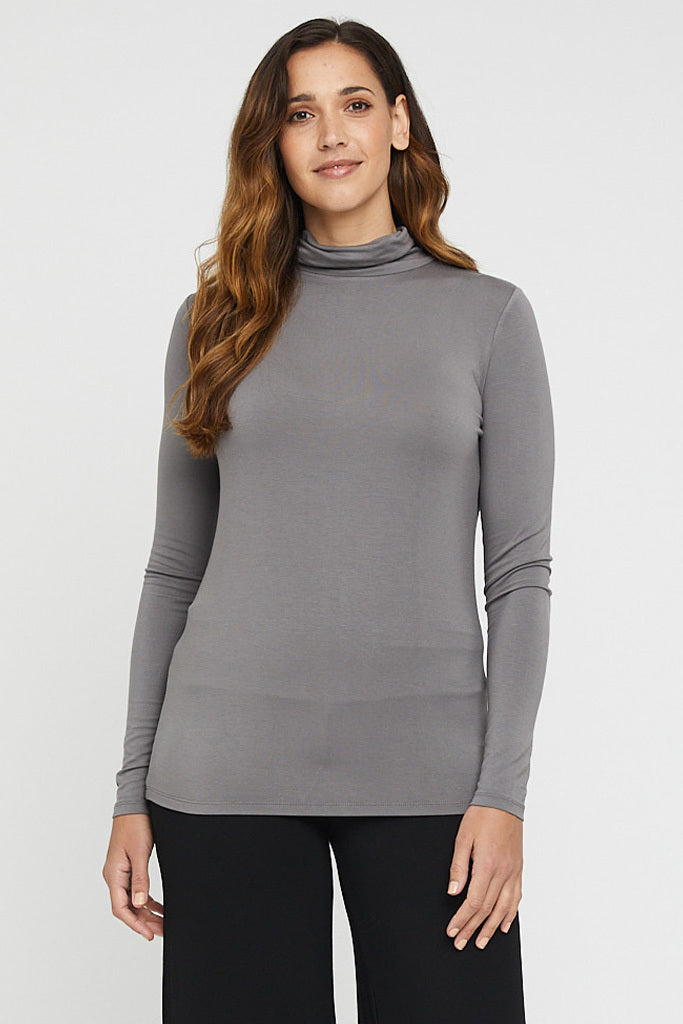 Bamboo Turtle Neck - Gull Grey