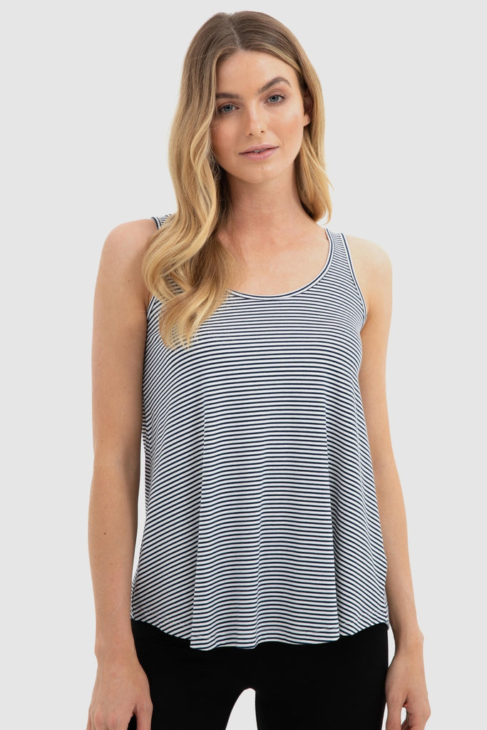 Relaxed Bamboo Singlet - Thin Stripe