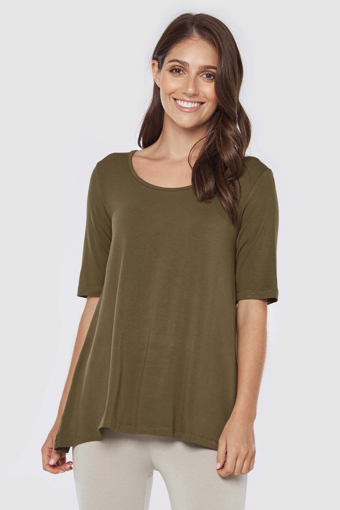 Carter Tunic Top - Dark Olive | Bamboo Body