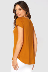 Bamboo V Neck Tee - Turmeric