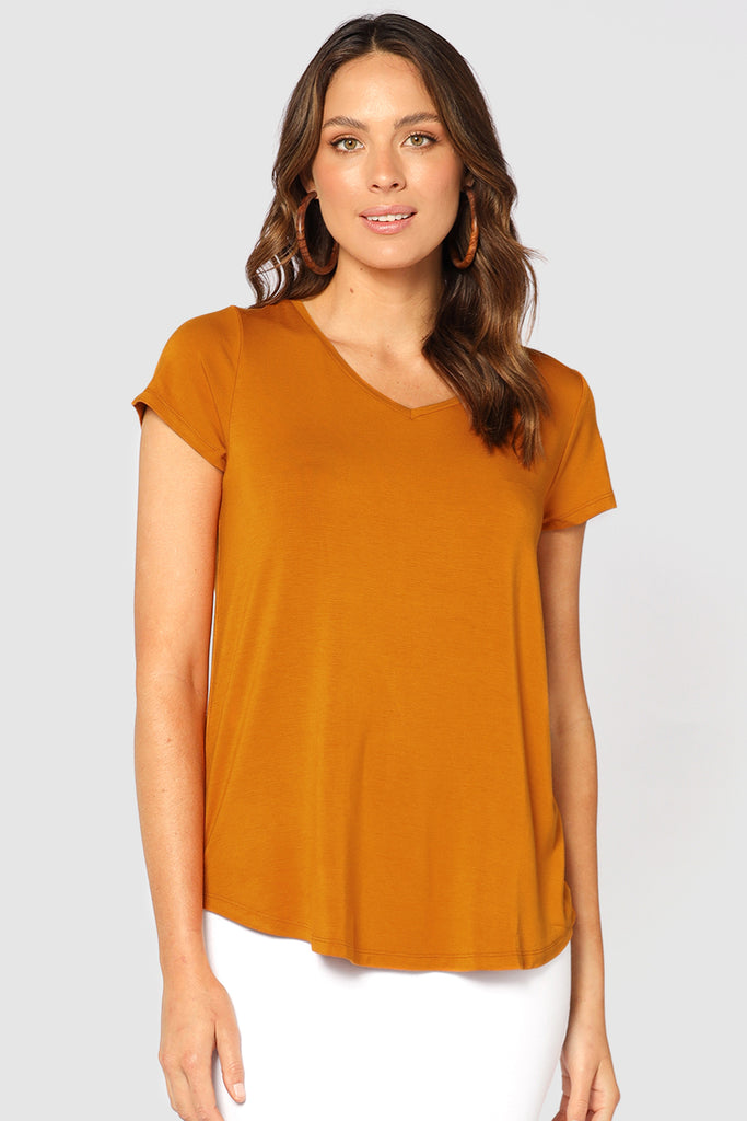 Bamboo V Neck Tee - Turmeric