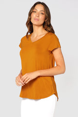 Bamboo V Neck Tee - Turmeric