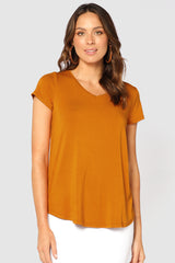 Bamboo V Neck Tee - Turmeric