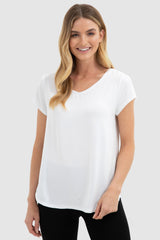 Bamboo V Neck Tee - White