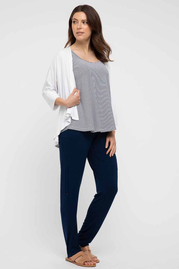 Bamboo Drape Cardi - White