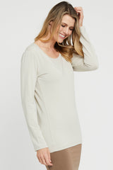 Christina Long Sleeve Scoop Neck - Bone