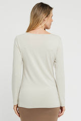 Christina Long Sleeve Scoop Neck - Bone