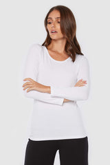 Christina Long Sleeve Scoop Neck - White