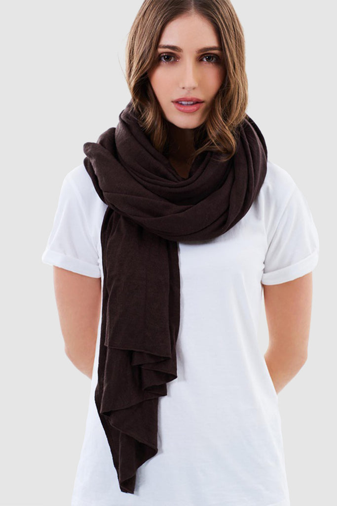 Lightweight Bamboo Cashmere Wool Wrap - Cacao