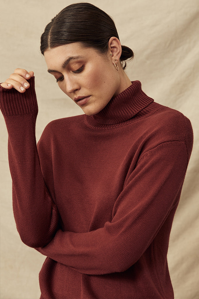 Turtleneck Knit - Burnt Brick