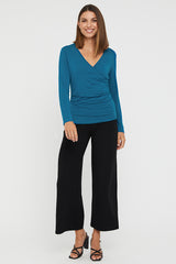 L/S Cross Front Top - Dark Teal