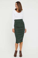 Long Ruched Bamboo Skirt - Forest