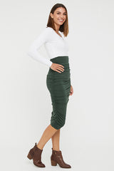 Long Ruched Bamboo Skirt - Forest