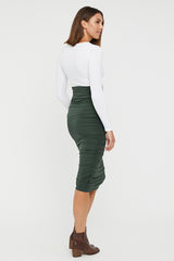 Long Ruched Bamboo Skirt - Forest