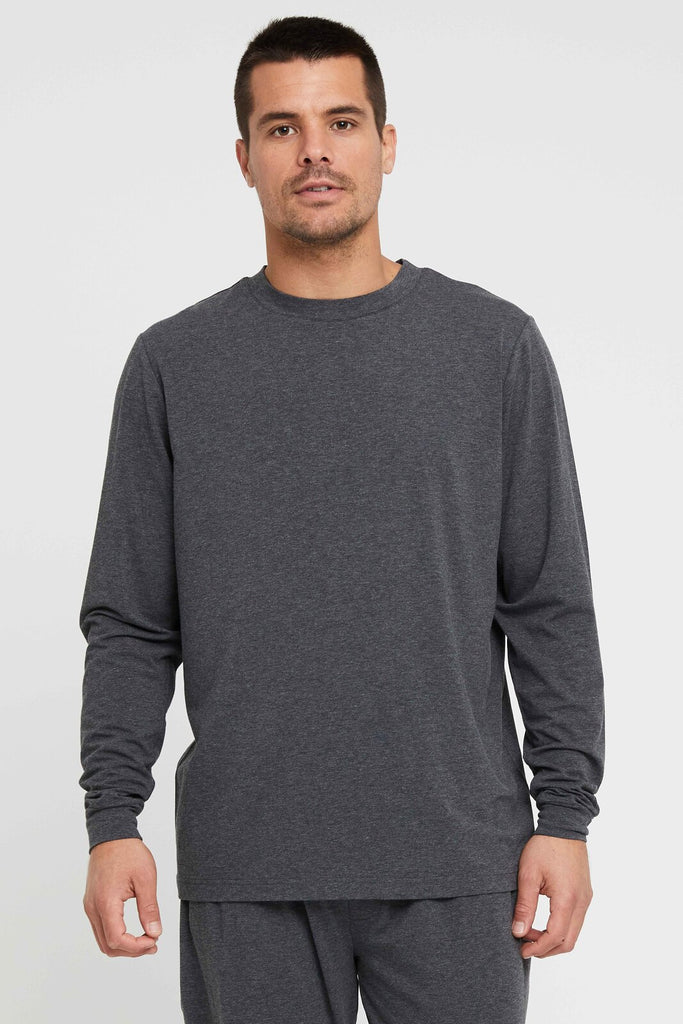 Men's Long Sleeve Crew Neck - Charcoal | Bamboo Body